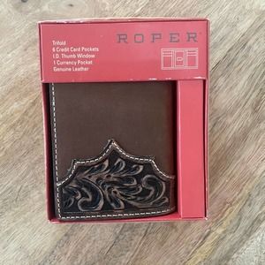 Men’s tooled Leather Roper Brand Bi-Fold Wallet